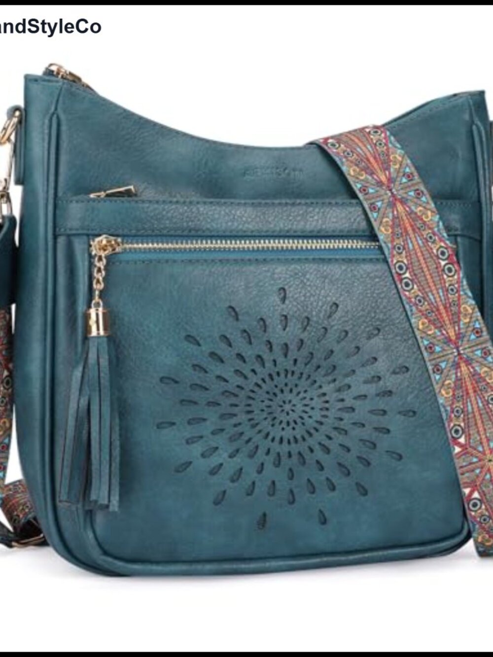 Faux Leather Medium Crossbody Bag Tassel Multi-Pocket Purse for Women